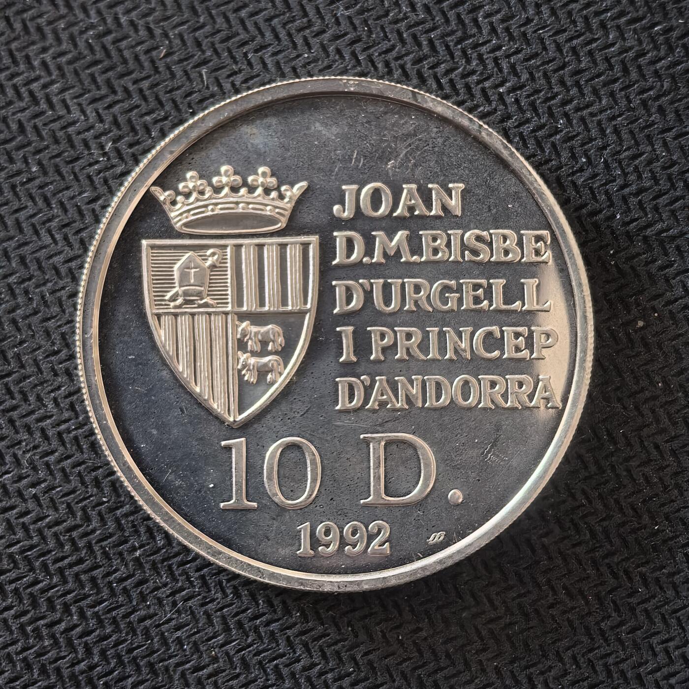 道一币馆币章第一百六十三场 安道尔1992年野生动物保护比利牛斯山羚羊10第纳尔精制银币 31.1g 925s