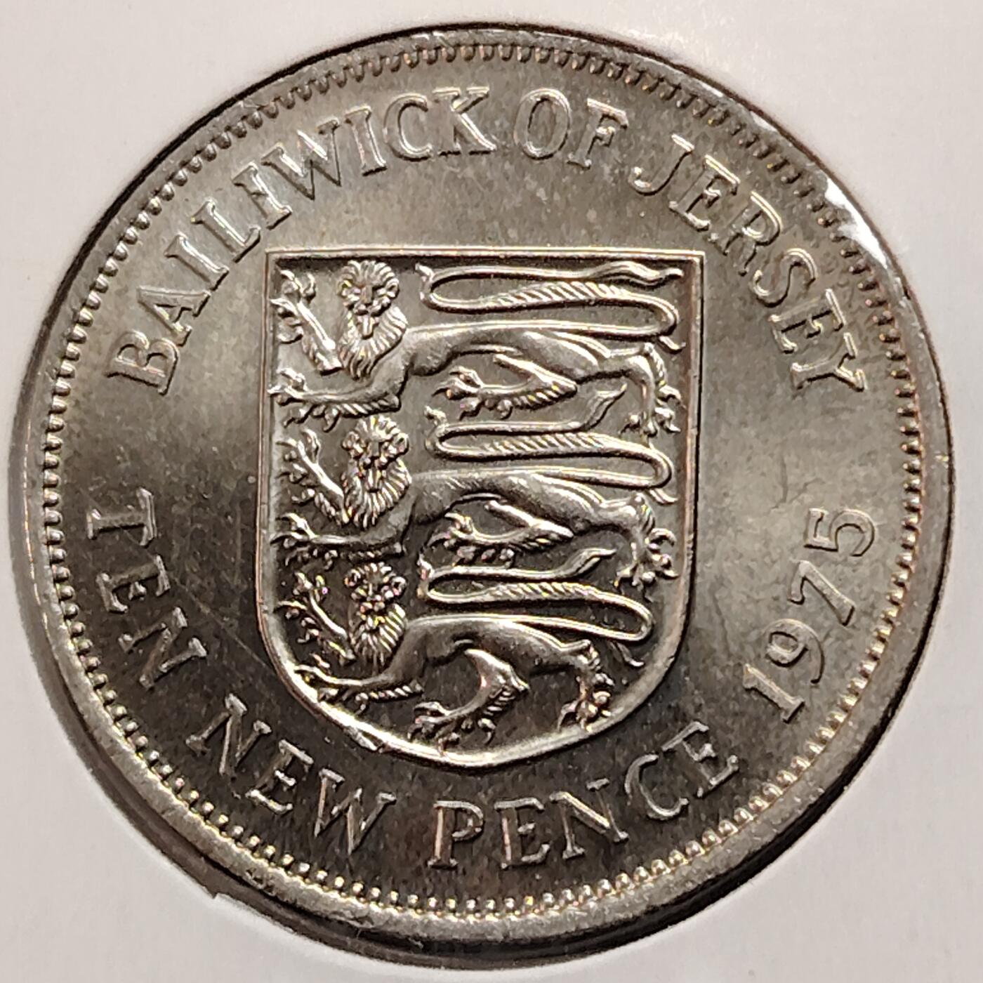 布加迪🐬～世界钱币(上海)🌾第 269 期 /  各国套币和散币 泽西岛 1975年 10便士 原光好品