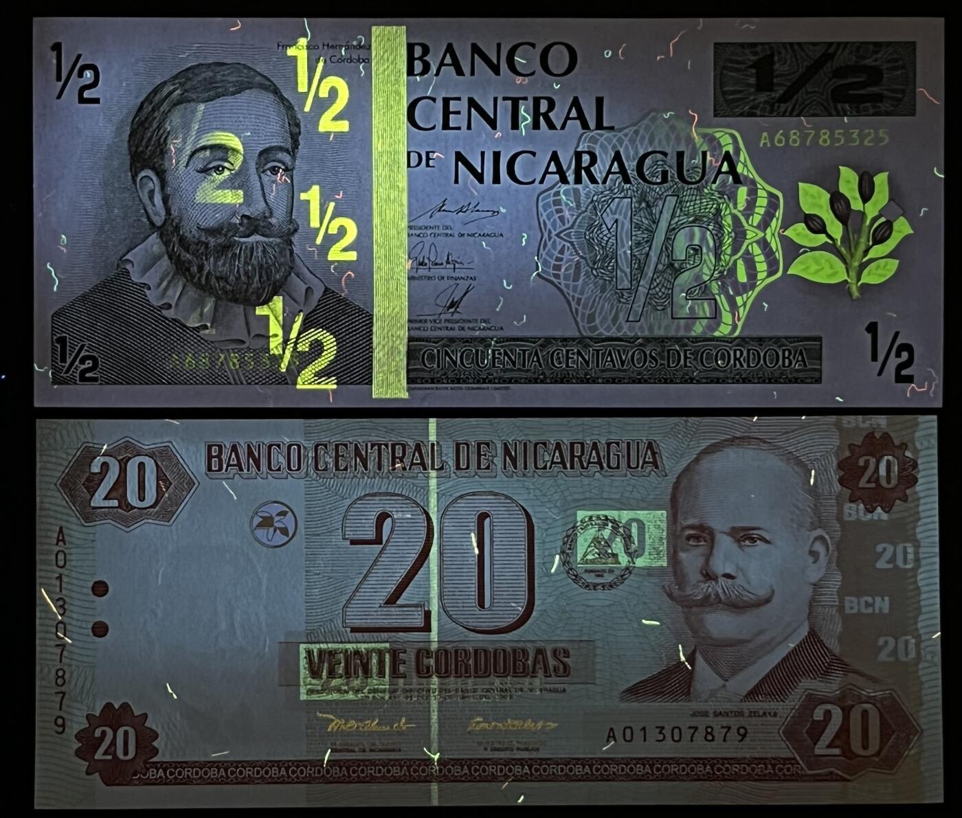 小福收藏拍卖第199期 裸钞场 本期有多张豹子号靓号 瑞士1000法郎 经典提香 毛里求斯首发年大全套 白俄罗斯5000000卢布 苏里南10000盾  爱沙尼亚  苏丹 西班牙 保加利亚 古巴等多国精美纸币 尼加拉瓜 1992年 1/2科多巴+2002年 20科多巴 首版 A冠 1组2张 unc