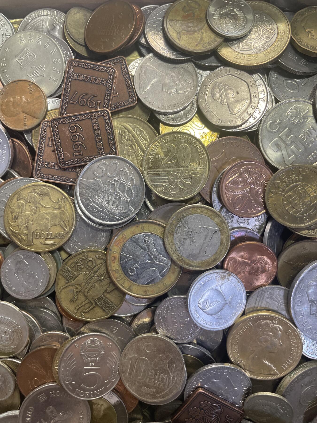 回流0119 国外硬币、现钞5.5公斤（11斤） 无日币、无破烂硬币