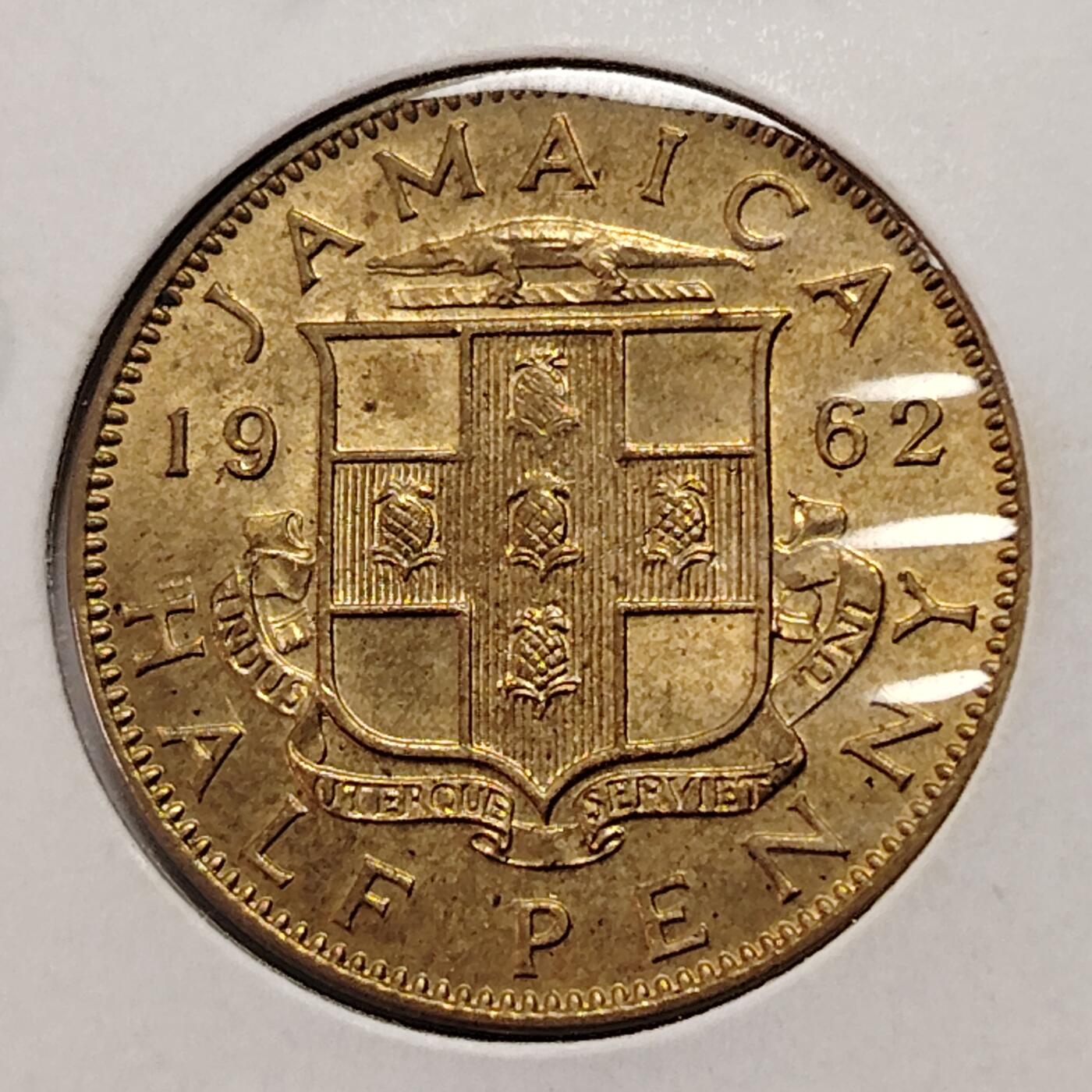 布加迪🐬～世界钱币(上海)🌾第 269 期 /  各国套币和散币 英属牙买加🇯🇲 1962年 1/2便士