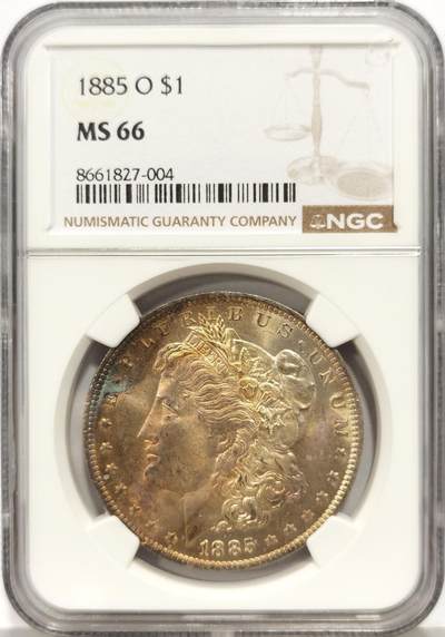 博洋堂世界钱币拍卖第157期（全场包邮） - NGC MS66 美国1885 O 摩根 双面五彩包浆