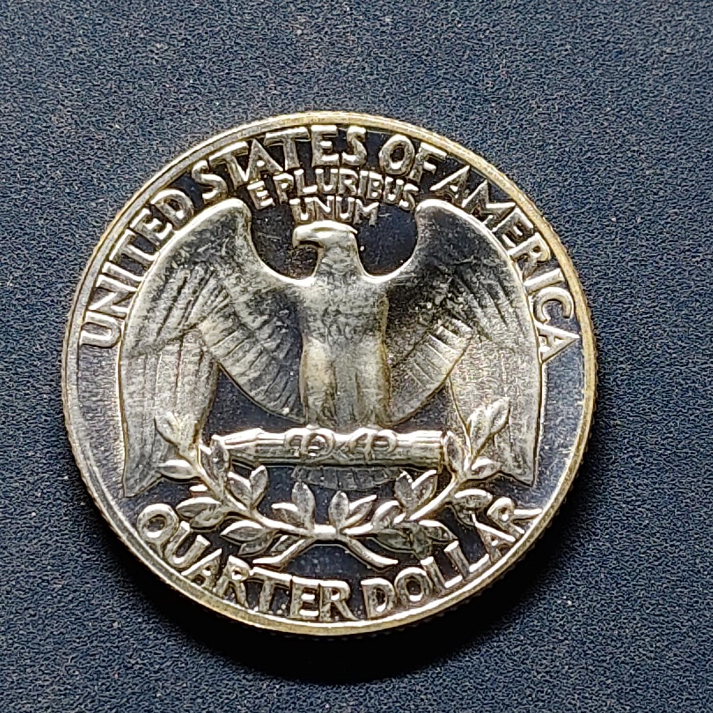 【全场包邮】纯粹捡漏拍494场 美国1964年华盛顿25分精制银币【24.3毫米6.25克，纯银价约112元（按20元银价折算）】