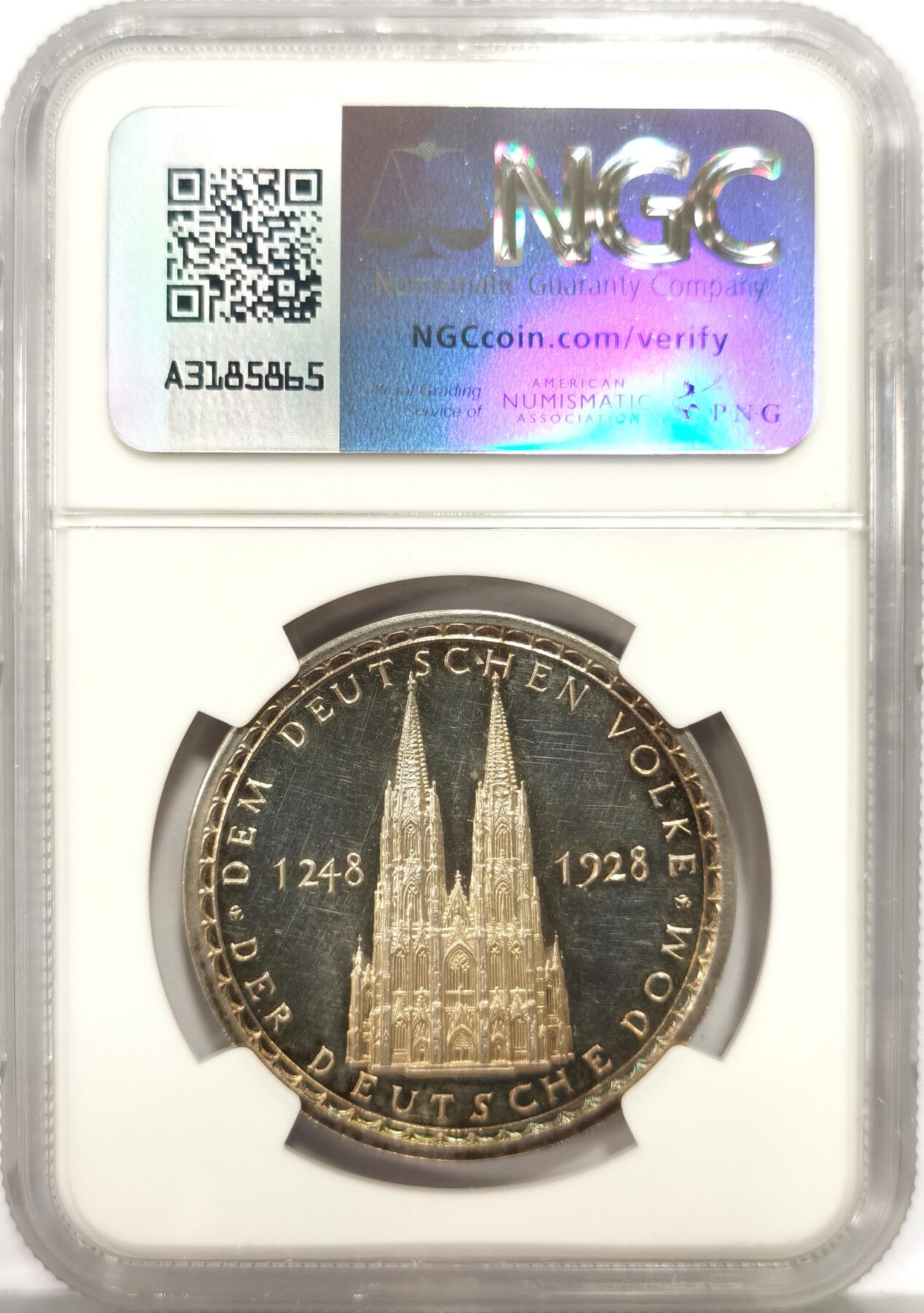 博洋堂世界钱币拍卖第157期（全场包邮） NGC MS63DPL 德国1928年纪念科隆大教堂建成680周年大银章，首见“DPL