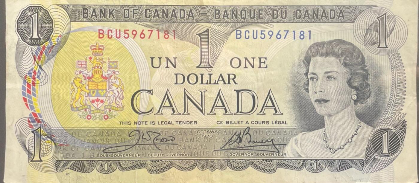 回流0119 加拿大1973年1加元 伊丽莎白二世/渥太华国会山与渥太华河景象