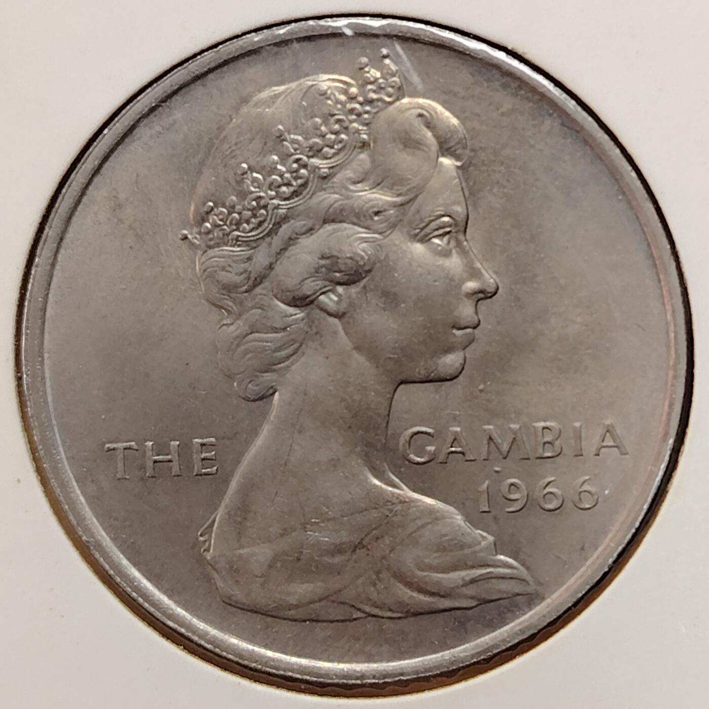 布加迪🐬～世界钱币(上海)🌾第 269 期 /  各国套币和散币 英属冈比亚🇬🇲 1966年 4先令