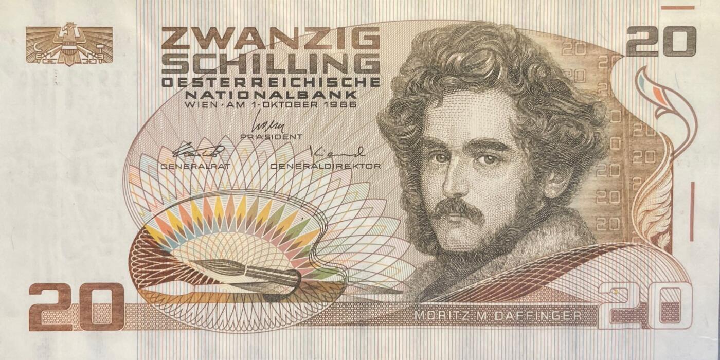 回流0119 奥地利1986年版20先令纸币 