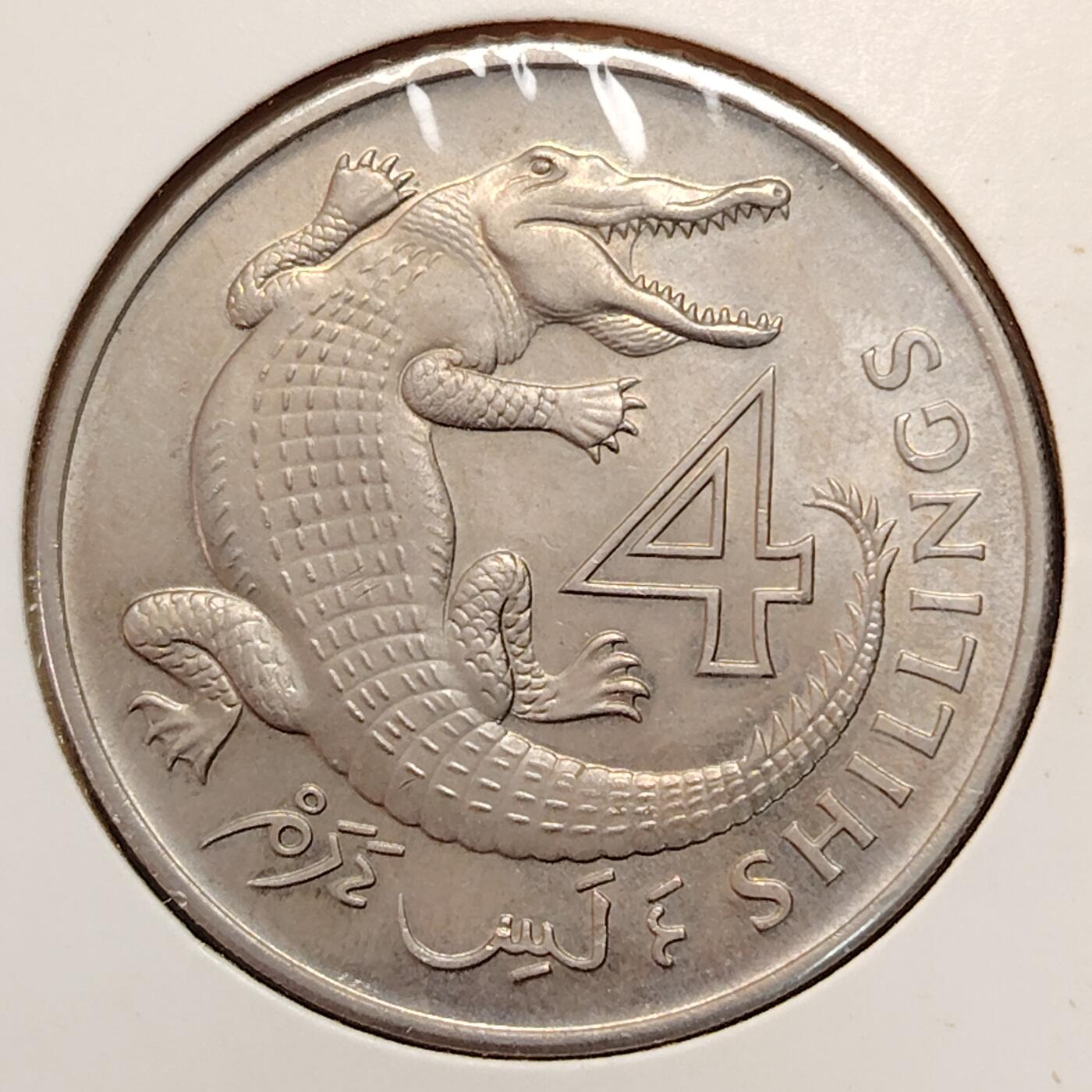 布加迪🐬～世界钱币(上海)🌾第 269 期 /  各国套币和散币 英属冈比亚🇬🇲 1966年 4先令