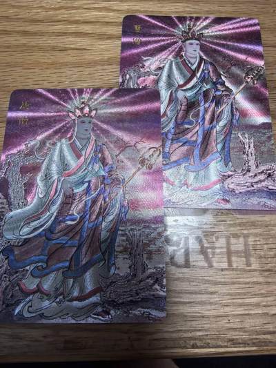 光影卡牌第28期，各家亲签，各家套卡，持续收拍品 - 百里卡牌王勇喆新绘西游记唐僧粗闪裸卡两张