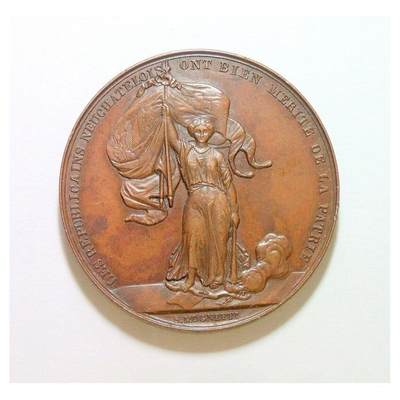 【旋风钱币】1月17日19:00准时开拍 精美欧洲币章、银币银章、第三帝国钱币等 全场包邮！ - 瑞士1856年女神扛旗站像 高浮雕精制大铜章 40MM