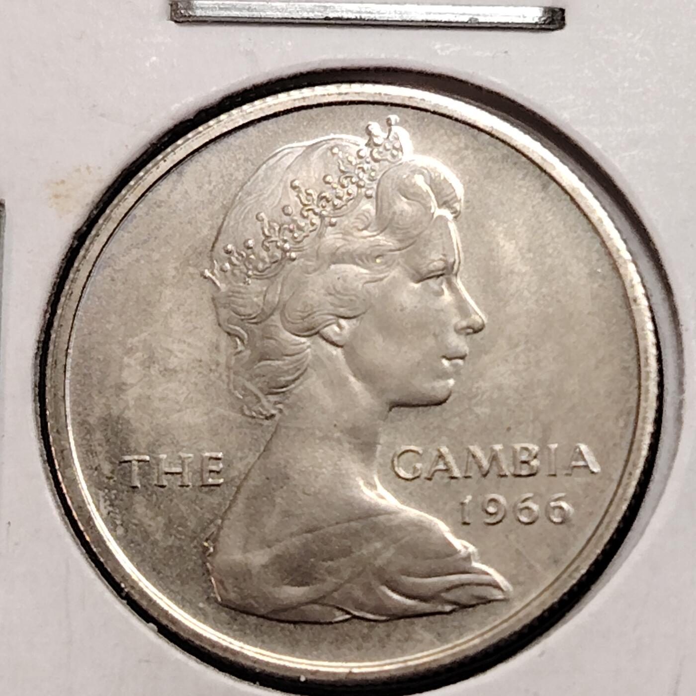 布加迪🐬～世界钱币(上海)🌾第 269 期 /  各国套币和散币 英属冈比亚🇬🇲 1966年 6便士