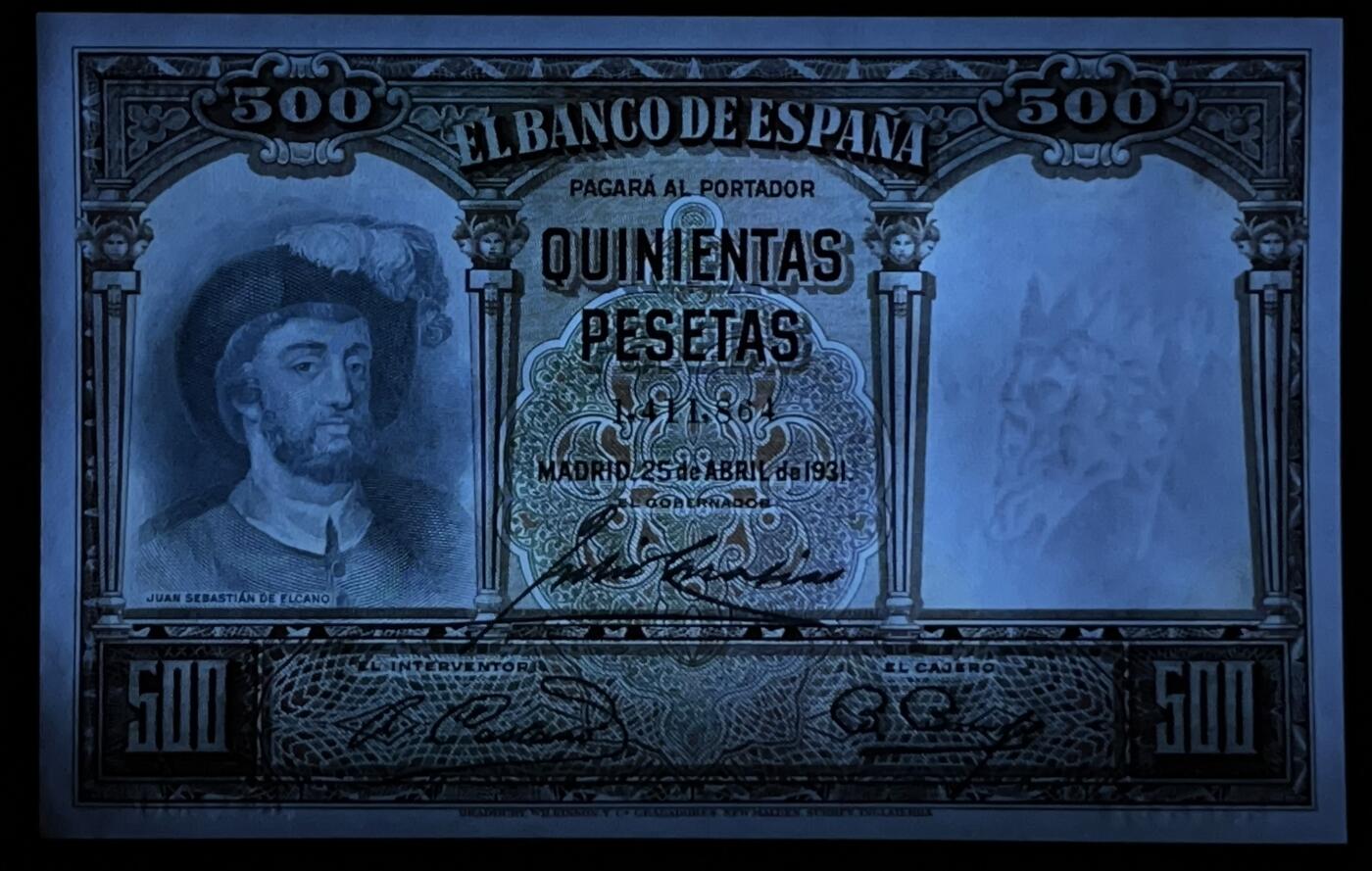 小福收藏拍卖第199期 裸钞场 本期有多张豹子号靓号 瑞士1000法郎 经典提香 毛里求斯首发年大全套 白俄罗斯5000000卢布 苏里南10000盾  爱沙尼亚  苏丹 西班牙 保加利亚 古巴等多国精美纸币 西班牙 1931年 500比塞塔 unc