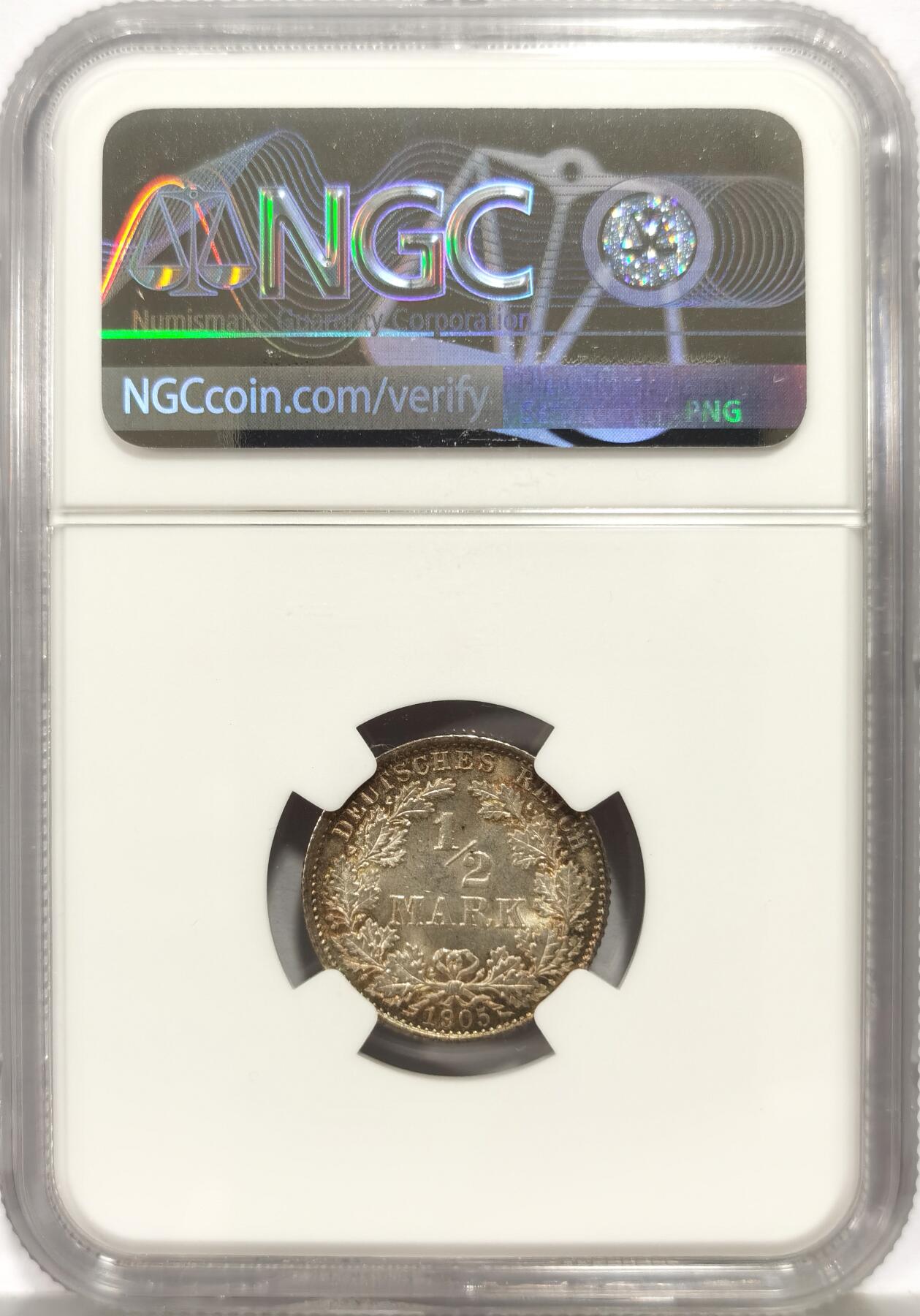博洋堂世界钱币拍卖第157期（全场包邮） NGC MS64 德国1905年F版1/2马克银币
