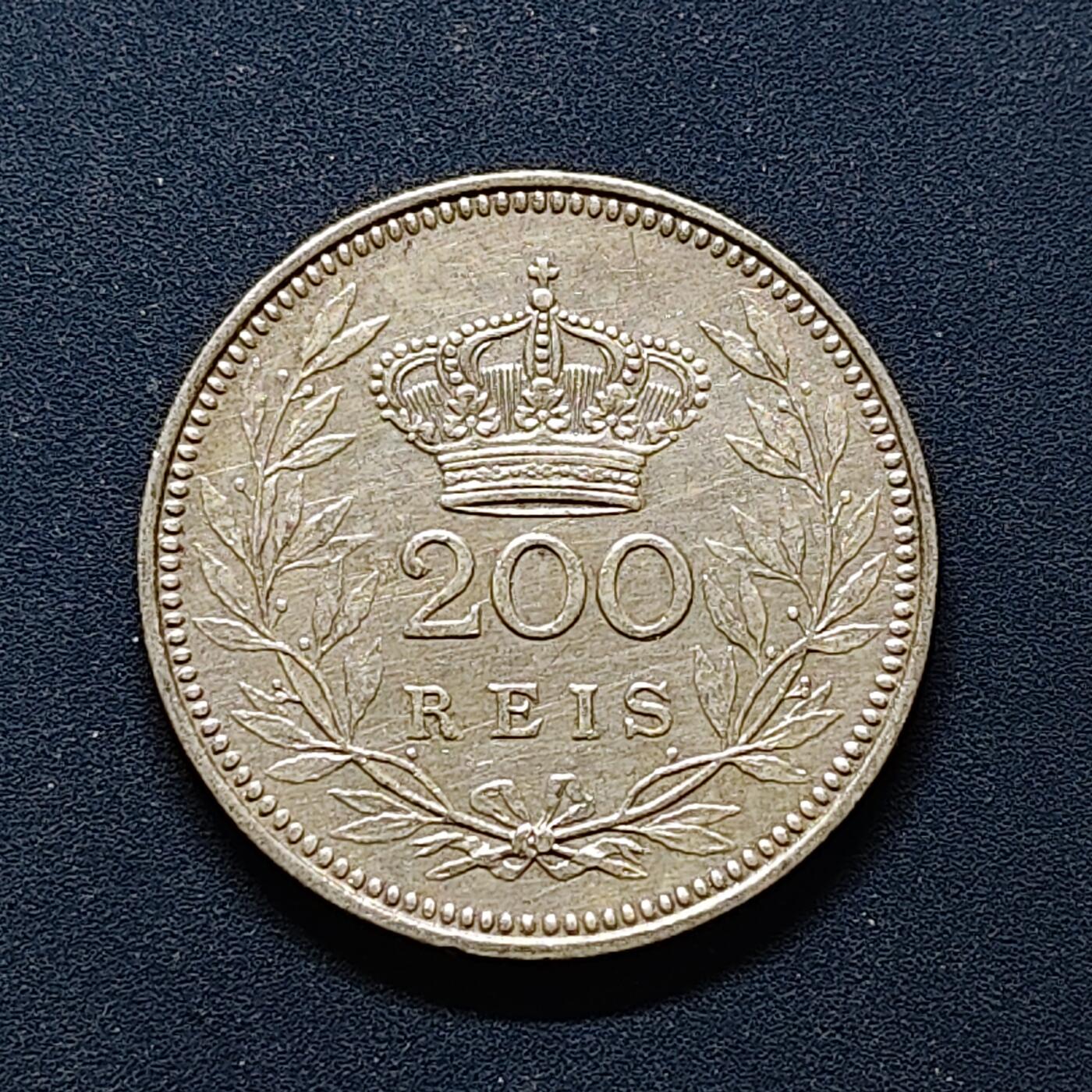 【全场包邮】纯粹捡漏拍494场 葡萄牙1909年艾曼努尔二世200瑞斯银币