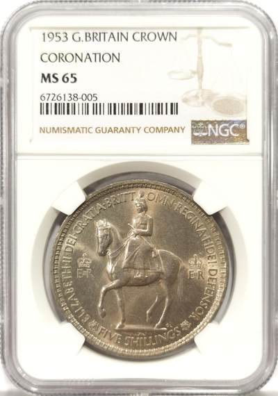 博洋堂世界钱币拍卖第157期（全场包邮） - NGC MS65 英国1953年伊丽莎白二世登基纪念克朗