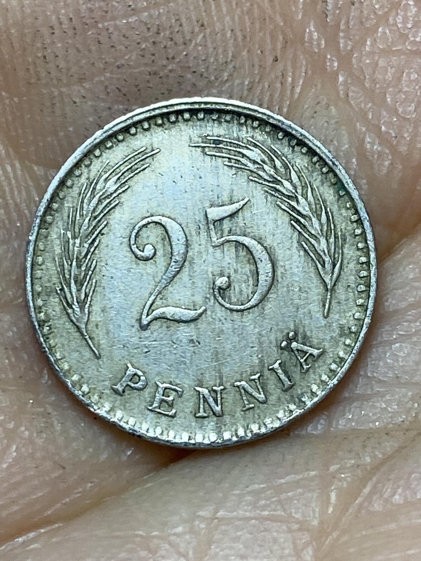 2026年第七场(总第一百七十六场）外国好品散币场(免佣金) 芬兰🇫🇮1921年25盆尼(首发年，H标)