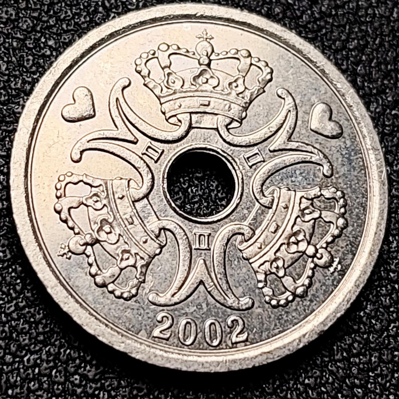 泉币菌-第169场- 精品福利场 丹麦2002年1克朗 皇冠 中孔币