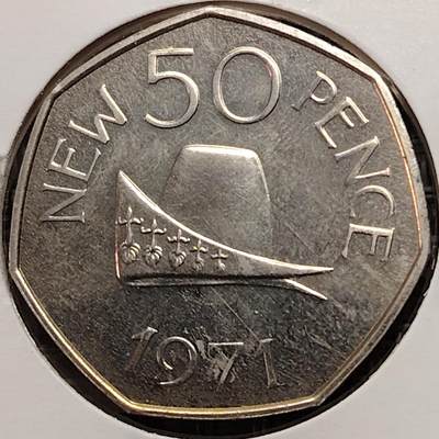 布加迪🐬～世界钱币(上海)🌾第 269 期 /  各国套币和散币 - 根西岛 1971年 50便士 