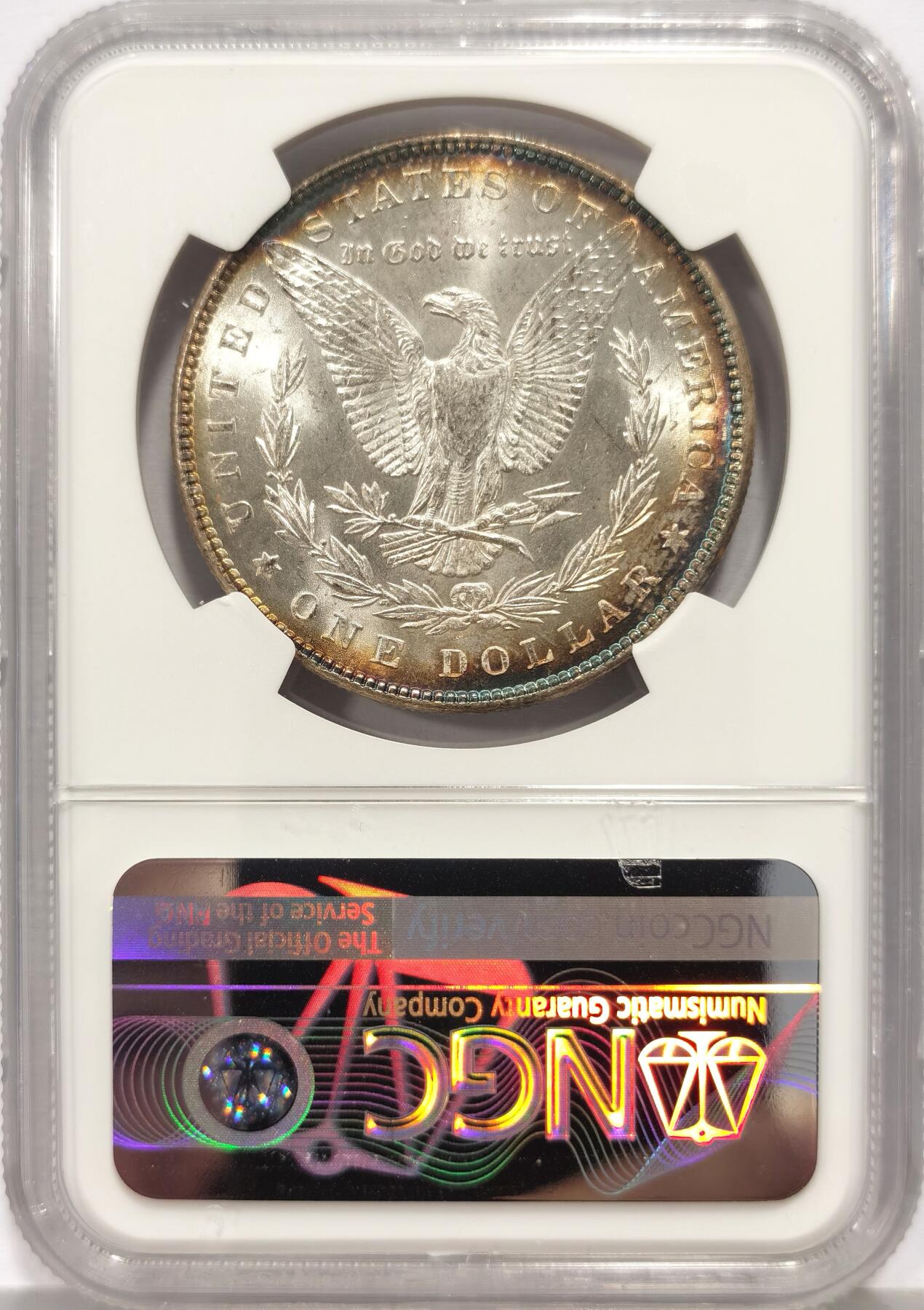 博洋堂世界钱币拍卖第157期（全场包邮） NGC MS66 美国1887 摩根 双面五彩包浆