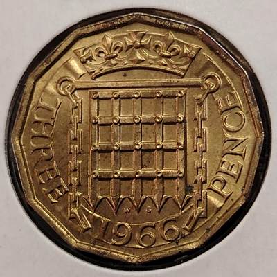 布加迪🐬～世界钱币(上海)🌾第 269 期 /  各国套币和散币 - 英国🇬🇧 1966年 3便士 原光品相