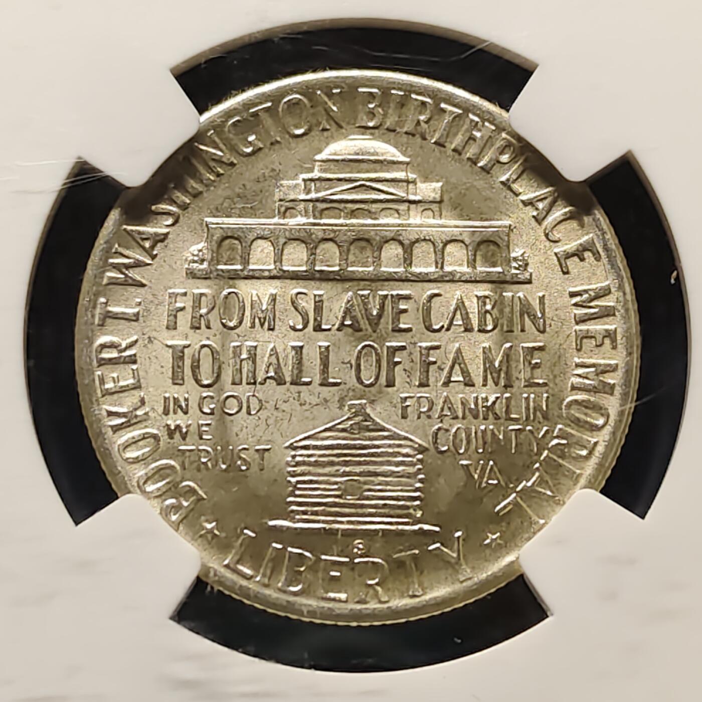 【全场包邮】纯粹捡漏拍495场-持续更新中 美国1946年半元黑人政治家教育家布克华盛顿纪念银币-NGC MS64