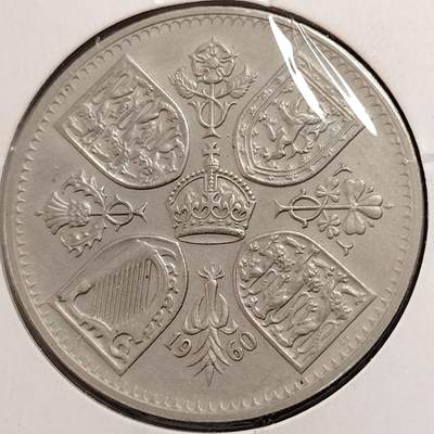 布加迪🐬～世界钱币(上海)🌾第 269 期 /  各国套币和散币 - 英国🇬🇧 1960女王纽约博览会纪念5先令幸运克朗币