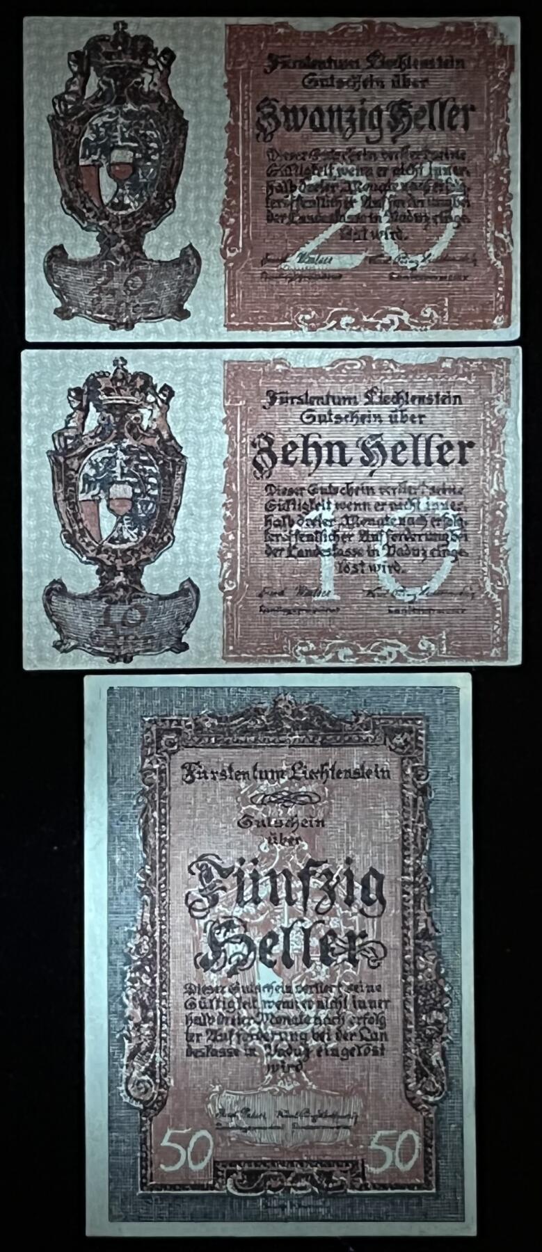 小福收藏拍卖第199期 裸钞场 本期有多张豹子号靓号 瑞士1000法郎 经典提香 毛里求斯首发年大全套 白俄罗斯5000000卢布 苏里南10000盾  爱沙尼亚  苏丹 西班牙 保加利亚 古巴等多国精美纸币 列支敦士登 1920年 10 20 50赫勒 百年老钞 3张全套 50赫勒右上角微黄 unc