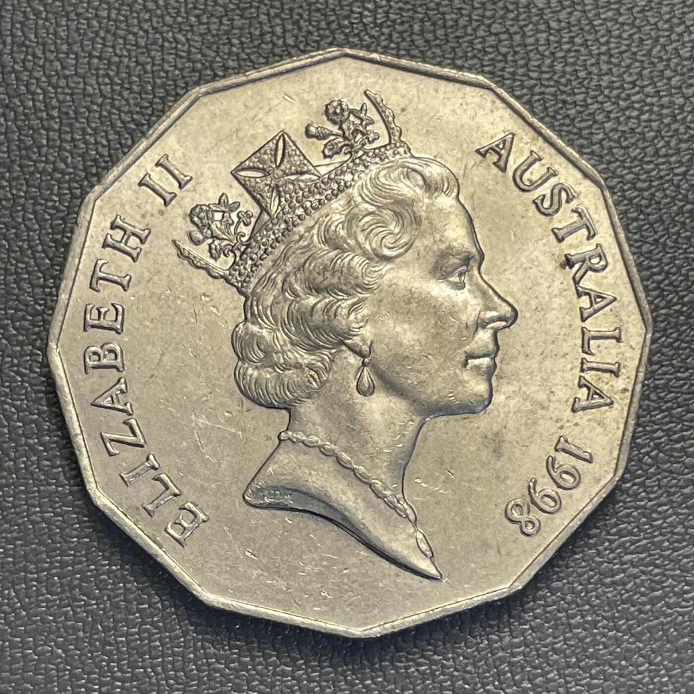 回流0119 澳大利亚1998年12边形50分纪念币  巴斯海峡发现200周年