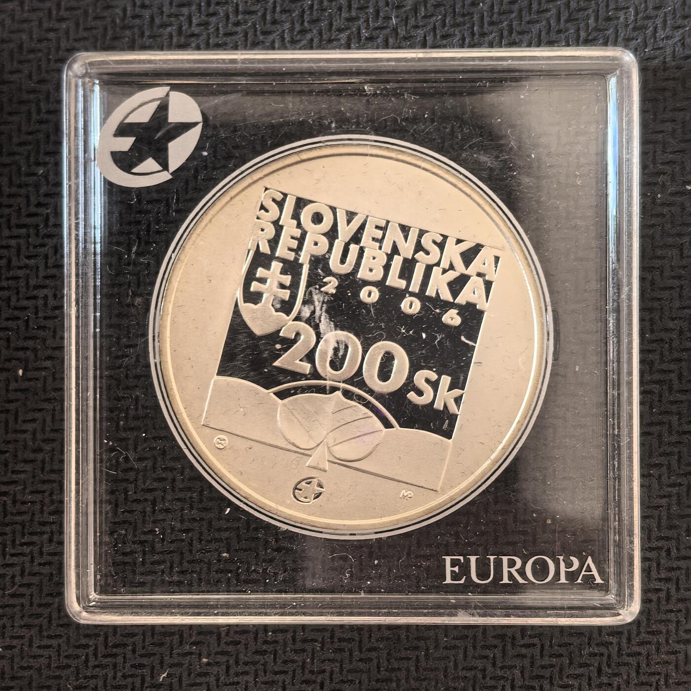 道一币馆币章第一百六十三场 欧洲之星 斯洛伐克2006年卡罗尔·库兹曼尼诞辰200周年200克朗精制银币 18g 900s