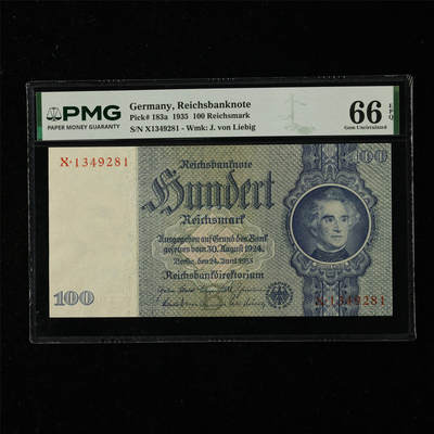 【亘邦集藏】第218期拍卖 - 1935年 德国100马克 PMG 66EPQ X1349281