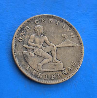 外国优质银币南亚香港苏联等专场，周六九点倒数截拍，满百包邮，持续收拍 - 美属菲律宾1919 年 1 分铜币，正面是手持工具的劳动者浮雕，象征殖民时代的生产主题；背面为美国鹰徽与盾形纹章，承载美属菲律宾的殖民历史印记，百年铜质包浆沉淀复古质感，兼具历史纪念与收藏价值。