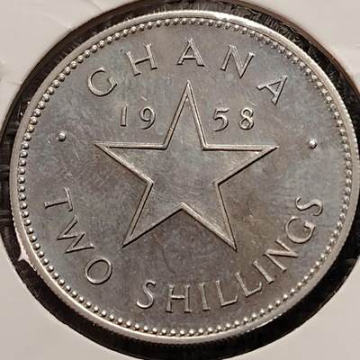 布加迪🐬～世界钱币(上海)🌾第 269 期 /  各国套币和散币 - 加纳🇬🇭 1958年 2先令 26.5mm