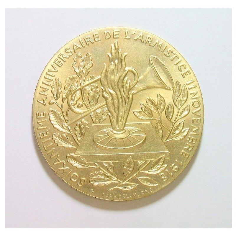 【旋风钱币】1月17日19:00准时开拍 精美欧洲币章、银币银章、第三帝国钱币等 全场包邮！ 法国一战胜利纪念 钢盔+冲锋号高浮雕精制大镀金章 40MM