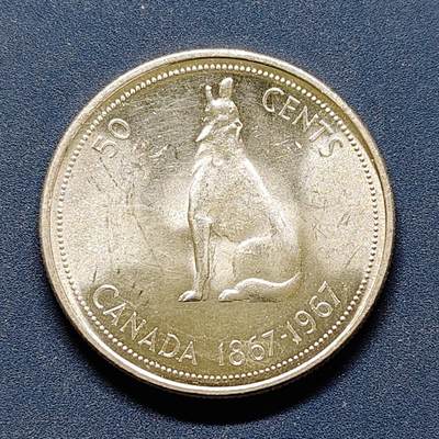 【全场包邮】纯粹捡漏拍494场 - 加拿大1967年50分联邦百年纪念银币【29.7毫米11.66克，纯银价约187元（按20元银价折算）】