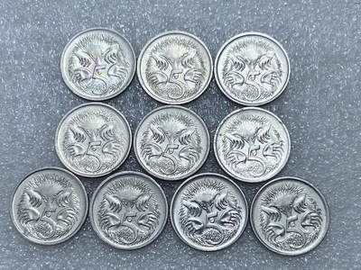 第一海外回流一元起拍收藏 散集专场  第292期 - 澳大利亚5分硬币 高冠女王版 10枚