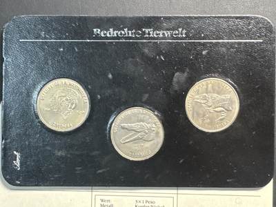 ❤️【币观天下】❤️ 第339期钱币拍卖- 2026.1.16周五晚上6点半场-长期征集拍品 - 古巴1985年野生动物1比索3枚黑卡装纪念币带证书淘宝价698