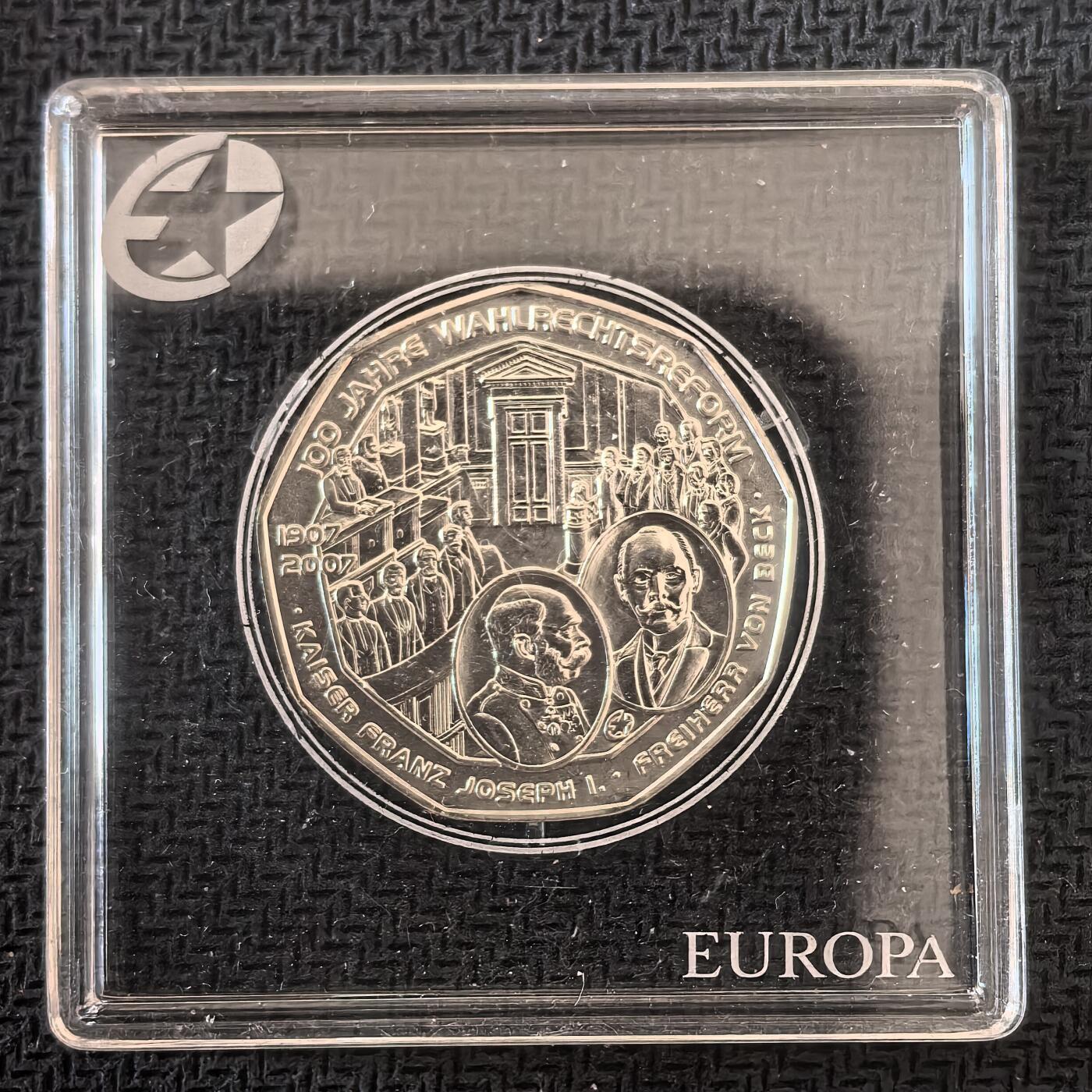 道一币馆币章第一百六十三场 欧洲之星  奥地利2006年国家议会百年5欧元银币  10g 800s