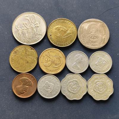 【全场包邮】纯粹捡漏拍494场 - 非洲各国各年份散币11枚一组-南非+塞舌尔+埃塞俄比亚+肯尼亚