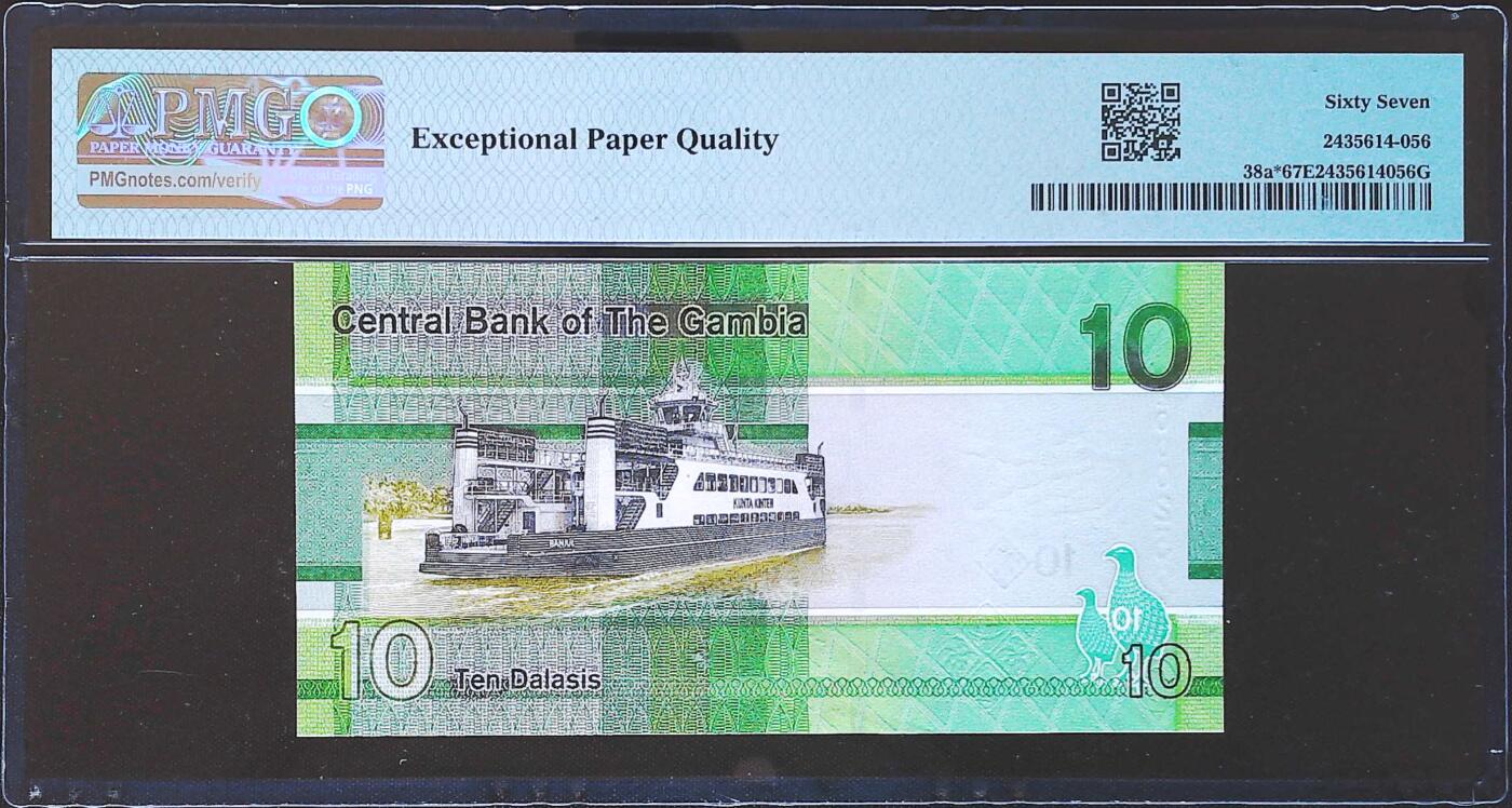 世界靓号纸钞第八十一期 2019年冈比亚10达拉斯 稀少补号 千位号 2528号 PMG67