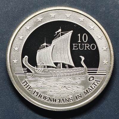 【全场包邮】纯粹捡漏拍495场-持续更新中 - 马耳他2011年10欧元腓尼基人精制克朗型纪念银币【38.61毫米28.28克，纯银价约523元（按20元银价折算）】