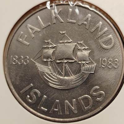 布加迪🐬～世界钱币(上海)🌾第 269 期 /  各国套币和散币 - 福克兰群岛🇫🇰 1983年 50便士 精致币 英国统治150周年