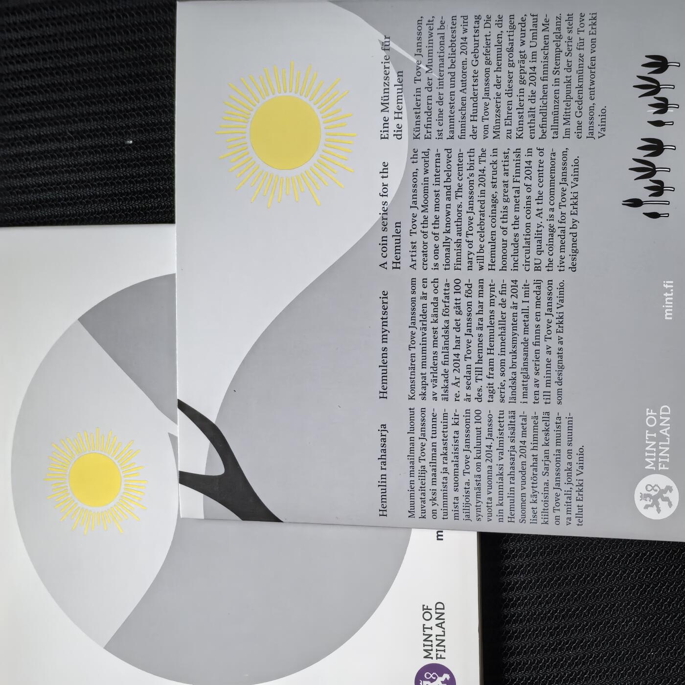 道一币馆币章第一百六十二场 原包装 芬兰2014年奇幻文学大师托芙·杨松诞辰百年欧元套币八枚+纪念章