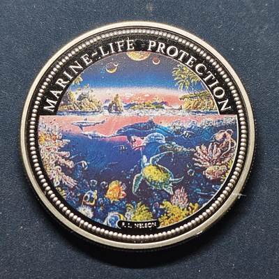 【全场包邮】纯粹捡漏拍494场 - 帕劳1993年1元《生物多样性公约》海洋保护海景彩色精制纪念币