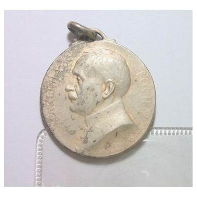 【旋风钱币】1月17日19:00准时开拍 精美欧洲币章、银币银章、第三帝国钱币等 全场包邮！ - 法国一战1918年 名将福煦元帅高浮雕精制镀银章 30MM