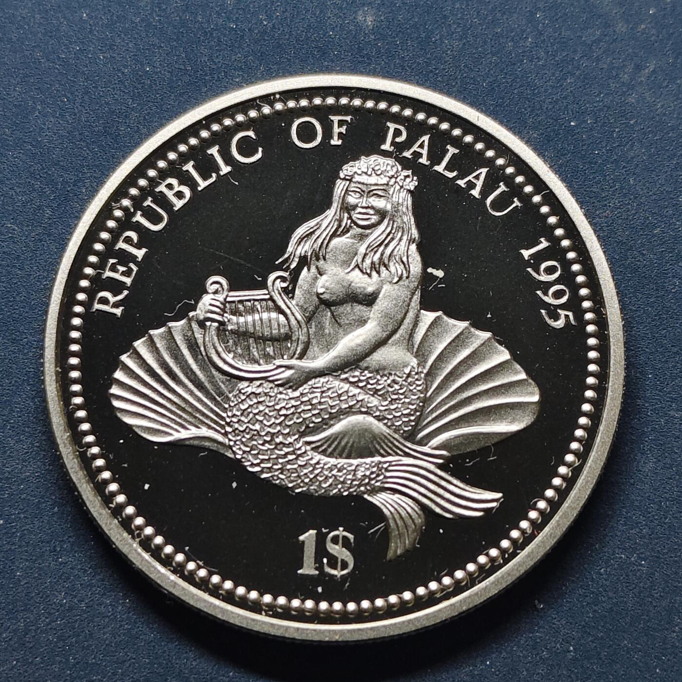 【全场包邮】纯粹捡漏拍494场 帕劳1995年1元《生物多样性公约》海洋保护海马彩色精制纪念币