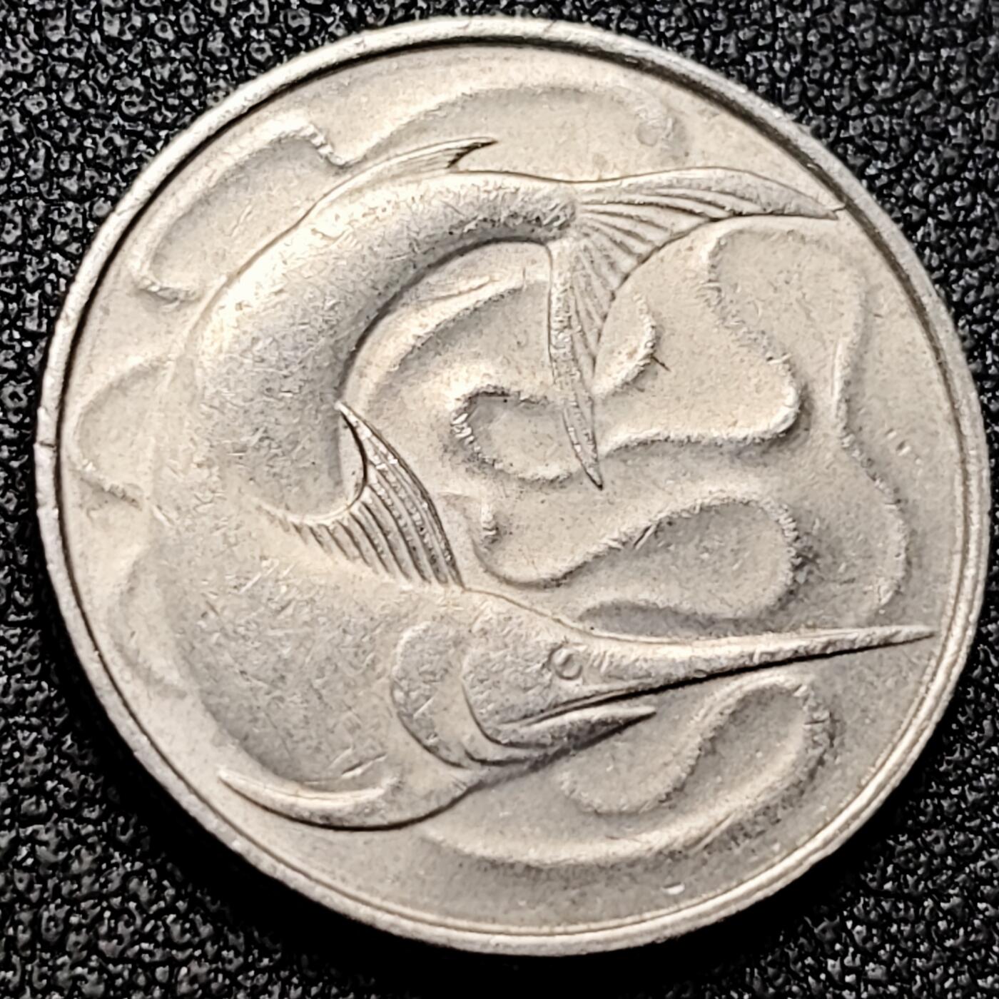 泉币菌-第169场- 精品福利场 高币值 1982年 新加坡20分 海洋动物-剑鱼 24mm  高币值