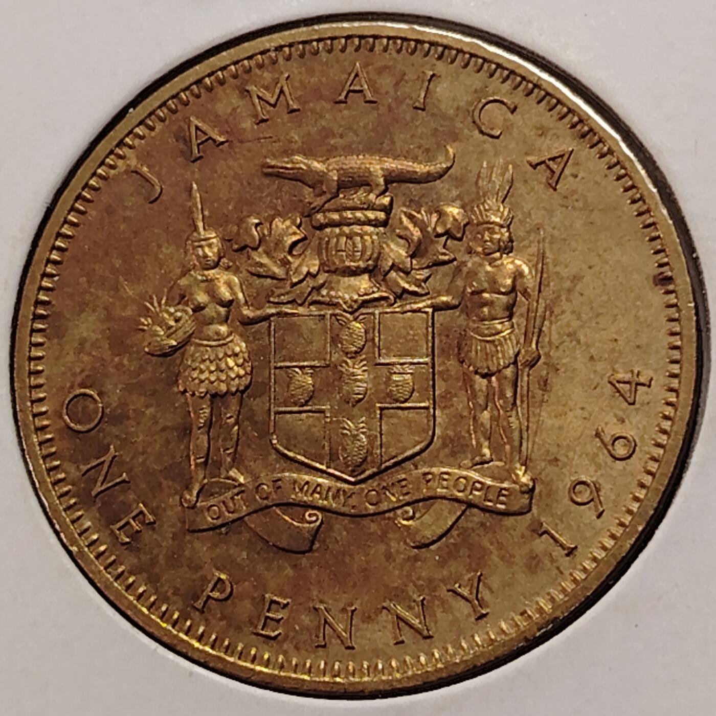 布加迪🐬～世界钱币(上海)🌾第 269 期 /  各国套币和散币 英属牙买加🇯🇲 1964年 1便士