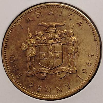 布加迪🐬～世界钱币(上海)🌾第 269 期 /  各国套币和散币 - 英属牙买加🇯🇲 1964年 1便士