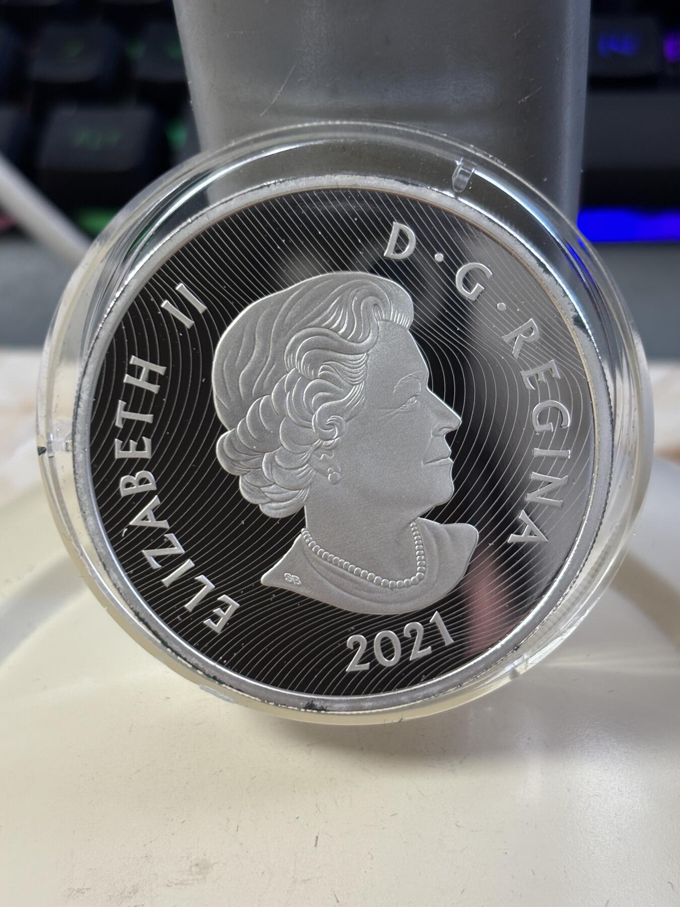 第188期拍卖 加拿大2021年落基山脉明珠路易斯湖潮高浮雕银币，9999银，82.3克，发行3000枚