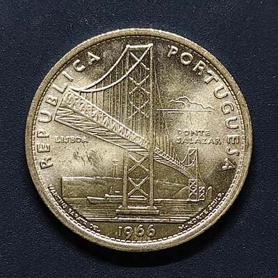 【全场包邮】纯粹捡漏拍494场 - 葡萄牙1966年20埃斯库多萨拉扎大桥通车纪念银币【30毫米10克，纯银价约130元（按20元银价折算）】